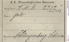 Etiketten zu Gold (NHMW-MIN-Aa2538)